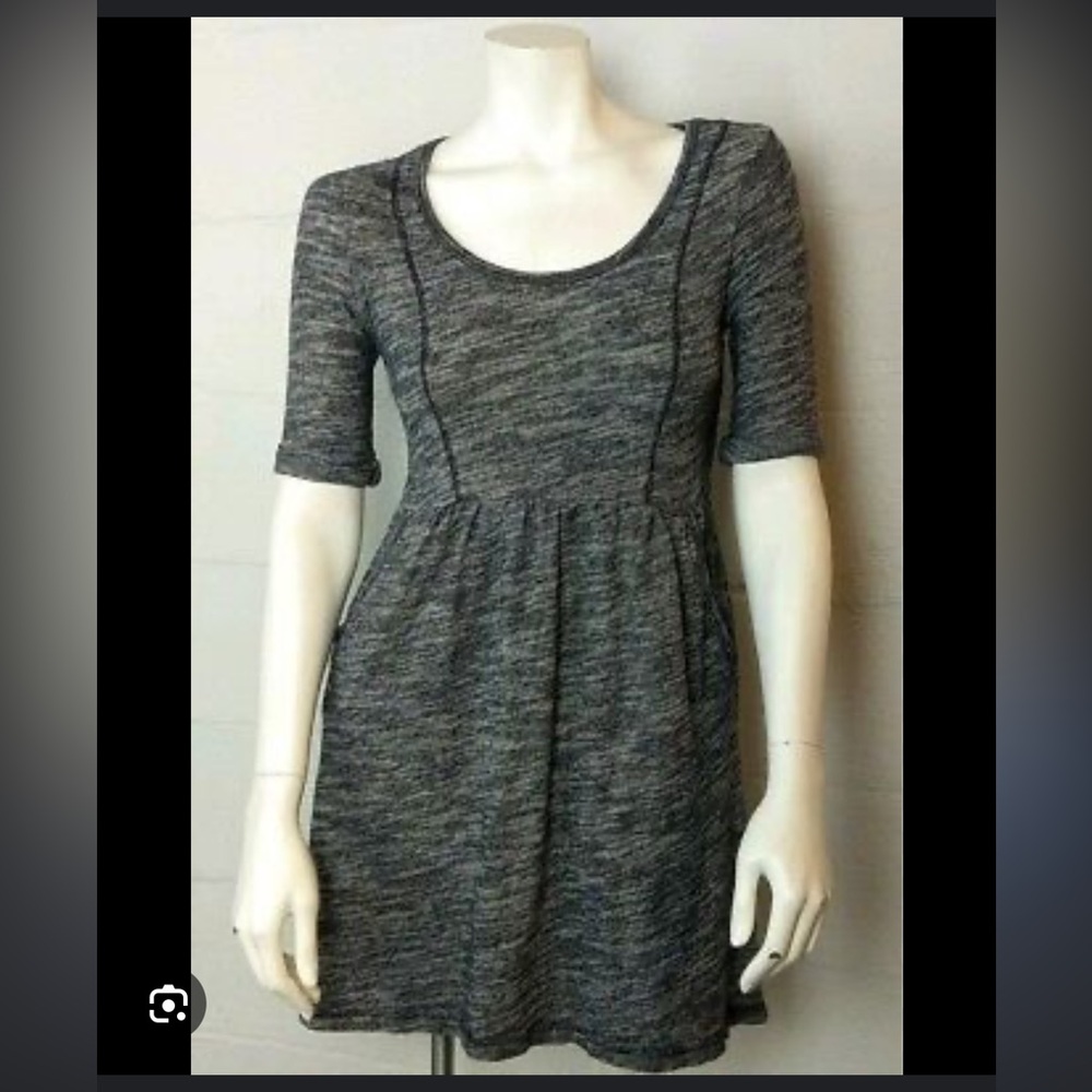Anthropology Saturday Sunday casual gray dress with pockets and buttons sleeves